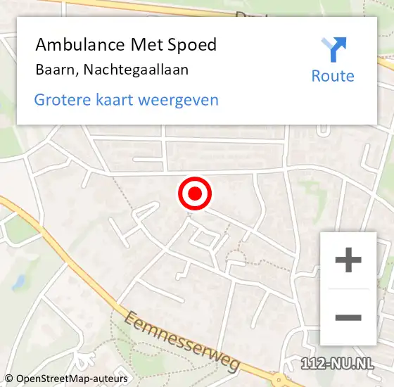 Locatie op kaart van de 112 melding: Ambulance Met Spoed Naar Baarn, Nachtegaallaan op 17 juni 2017 04:33