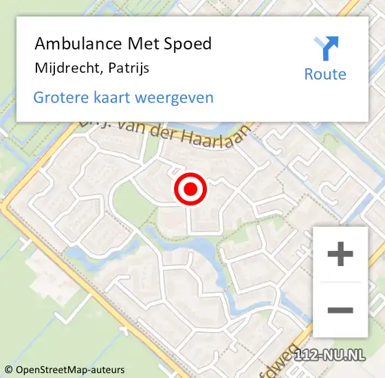 Locatie op kaart van de 112 melding: Ambulance Met Spoed Naar Mijdrecht, Patrijs op 17 juni 2017 05:29