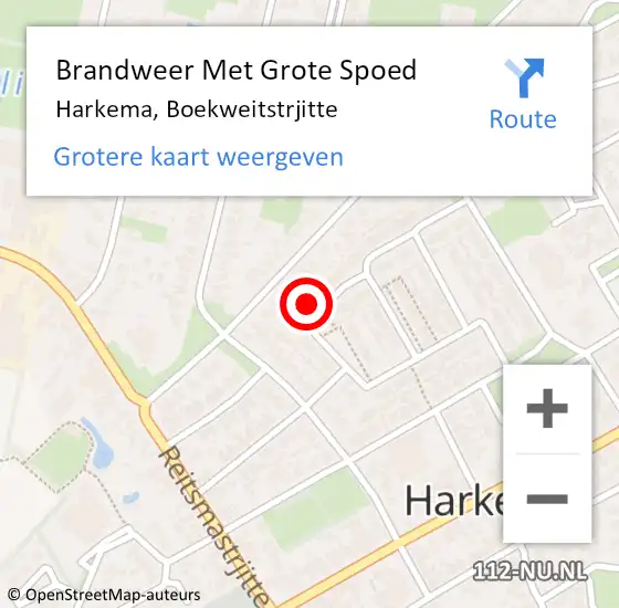 Locatie op kaart van de 112 melding: Brandweer Met Grote Spoed Naar Harkema, Boekweitstrjitte op 17 juni 2017 05:36