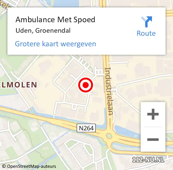 Locatie op kaart van de 112 melding: Ambulance Met Spoed Naar Uden, Groenendal op 17 juni 2017 05:38