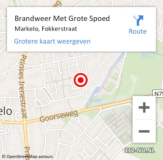 Locatie op kaart van de 112 melding: Brandweer Met Grote Spoed Naar Markelo, Fokkerstraat op 17 juni 2017 05:47