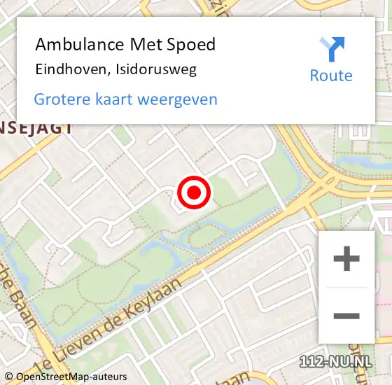 Locatie op kaart van de 112 melding: Ambulance Met Spoed Naar Eindhoven, Isidorusweg op 17 juni 2017 06:33