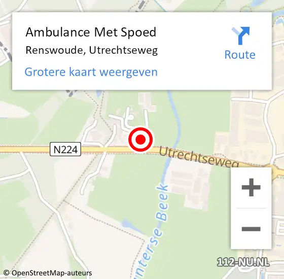 Locatie op kaart van de 112 melding: Ambulance Met Spoed Naar Renswoude, Utrechtseweg op 17 juni 2017 06:54