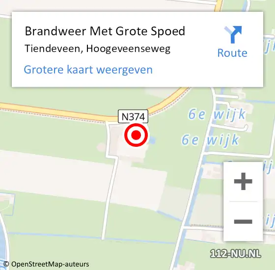 Locatie op kaart van de 112 melding: Brandweer Met Grote Spoed Naar Tiendeveen, Hoogeveenseweg op 17 juni 2017 07:12
