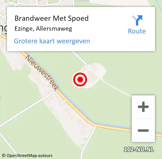 Locatie op kaart van de 112 melding: Brandweer Met Spoed Naar Ezinge, Allersmaweg op 17 juni 2017 08:26