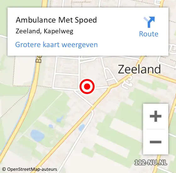 Locatie op kaart van de 112 melding: Ambulance Met Spoed Naar Zeeland, Kapelweg op 17 juni 2017 08:54