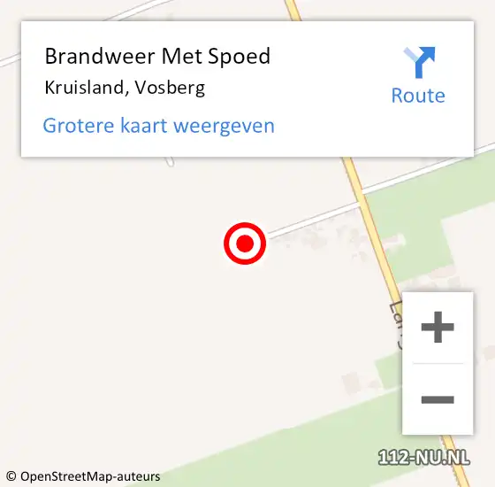 Locatie op kaart van de 112 melding: Brandweer Met Spoed Naar Kruisland, Vosberg op 17 juni 2017 09:58