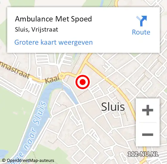 Locatie op kaart van de 112 melding: Ambulance Met Spoed Naar Sluis, Vrijstraat op 17 juni 2017 11:08