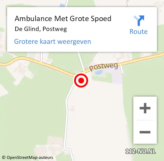 Locatie op kaart van de 112 melding: Ambulance Met Grote Spoed Naar De Glind, Postweg op 17 juni 2017 11:20