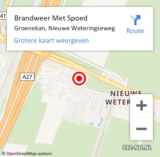 Locatie op kaart van de 112 melding: Brandweer Met Spoed Naar Groenekan, Nieuwe Weteringseweg op 17 juni 2017 12:23