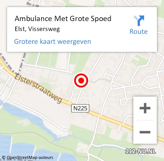 Locatie op kaart van de 112 melding: Ambulance Met Grote Spoed Naar Elst, Vissersweg op 17 juni 2017 12:52