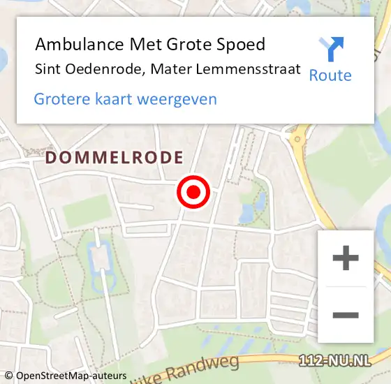 Locatie op kaart van de 112 melding: Ambulance Met Grote Spoed Naar Sint Oedenrode, Mater Lemmensstraat op 17 juni 2017 13:52