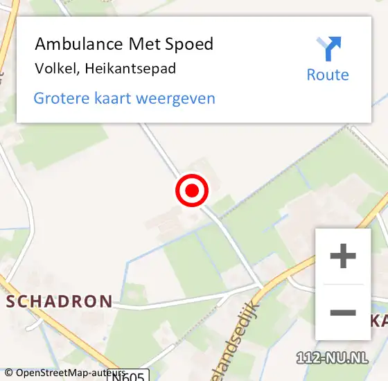 Locatie op kaart van de 112 melding: Ambulance Met Spoed Naar Volkel, Heikantsepad op 17 juni 2017 13:57