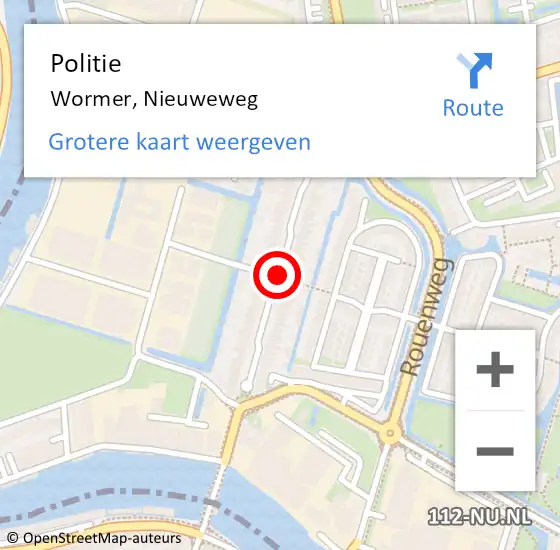 Locatie op kaart van de 112 melding: Politie Wormer, Nieuweweg op 17 juni 2017 14:08