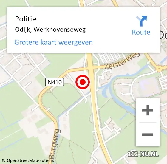 Locatie op kaart van de 112 melding: Politie Odijk, Werkhovenseweg op 24 januari 2014 07:49