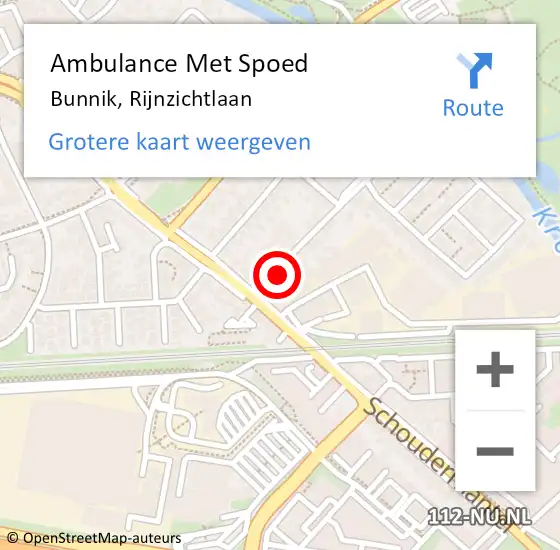 Locatie op kaart van de 112 melding: Ambulance Met Spoed Naar Bunnik, Rijnzichtlaan op 17 juni 2017 14:34