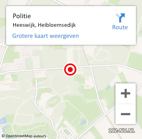 Locatie op kaart van de 112 melding: Politie Heeswijk, Heibloemsedijk op 17 juni 2017 14:42