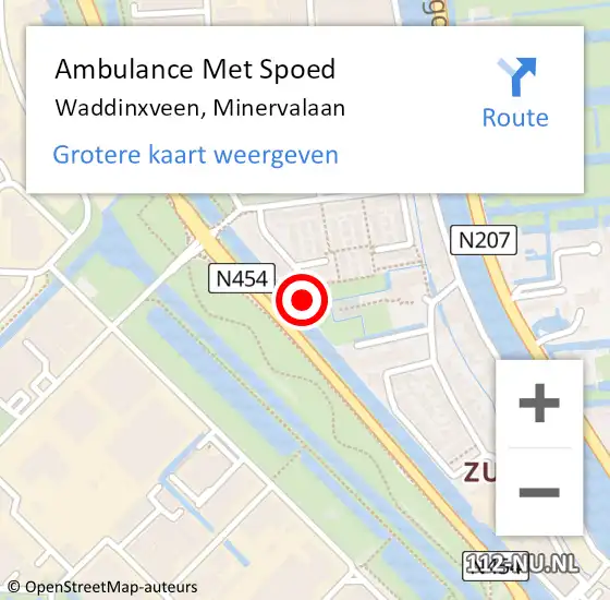 Locatie op kaart van de 112 melding: Ambulance Met Spoed Naar Waddinxveen, Minervalaan op 17 juni 2017 14:50