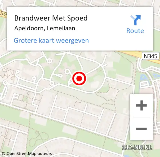 Locatie op kaart van de 112 melding: Brandweer Met Spoed Naar Apeldoorn, Lemeilaan op 17 juni 2017 14:50