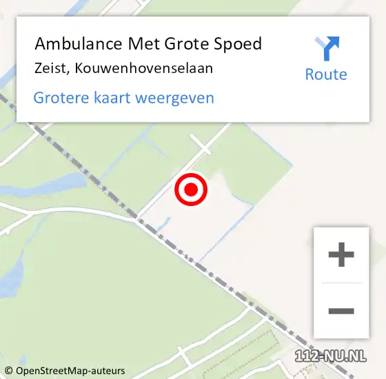 Locatie op kaart van de 112 melding: Ambulance Met Grote Spoed Naar Zeist, Kouwenhovenselaan op 17 juni 2017 14:59