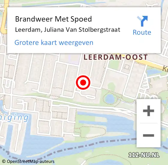 Locatie op kaart van de 112 melding: Brandweer Met Spoed Naar Leerdam, Juliana Van Stolbergstraat op 17 juni 2017 15:11