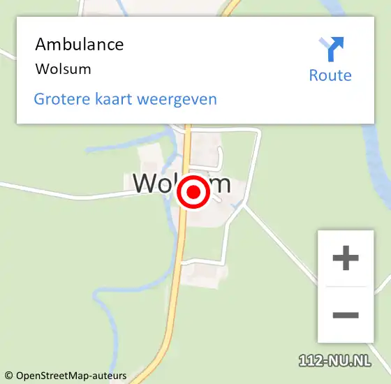 Locatie op kaart van de 112 melding: Ambulance Wolsum op 17 juni 2017 15:27