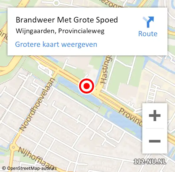 Locatie op kaart van de 112 melding: Brandweer Met Grote Spoed Naar Wijngaarden, Provincialeweg op 17 juni 2017 15:32