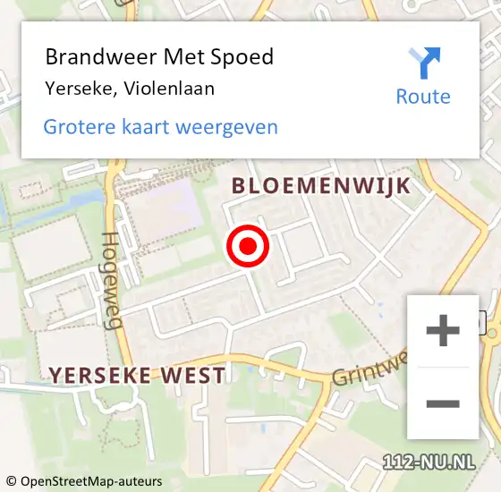 Locatie op kaart van de 112 melding: Brandweer Met Spoed Naar Yerseke, Violenlaan op 17 juni 2017 15:39