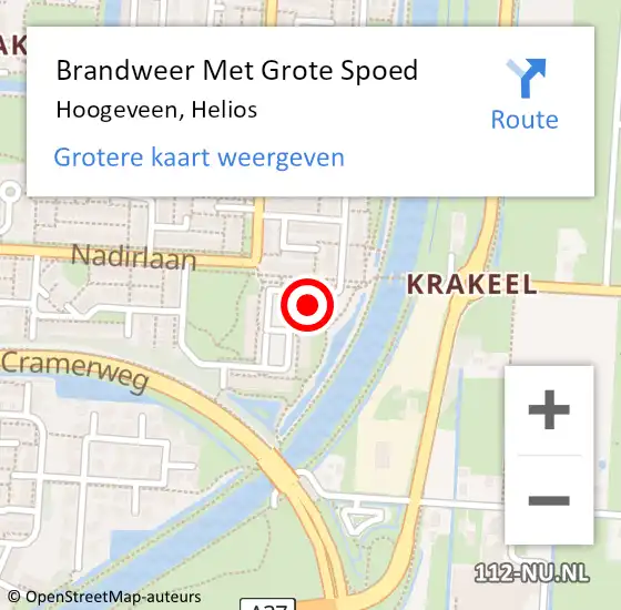 Locatie op kaart van de 112 melding: Brandweer Met Grote Spoed Naar Hoogeveen, Helios op 17 juni 2017 15:55