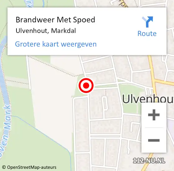 Locatie op kaart van de 112 melding: Brandweer Met Spoed Naar Ulvenhout, Markdal op 17 juni 2017 16:15