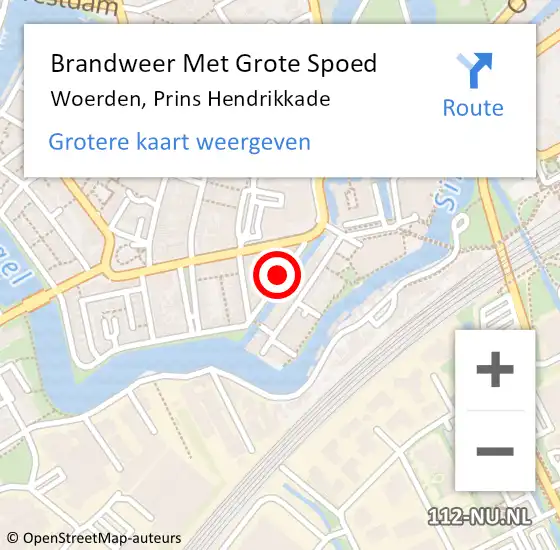 Locatie op kaart van de 112 melding: Brandweer Met Grote Spoed Naar Woerden, Prins Hendrikkade op 17 juni 2017 16:22