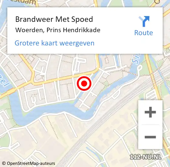 Locatie op kaart van de 112 melding: Brandweer Met Spoed Naar Woerden, Prins Hendrikkade op 17 juni 2017 16:27