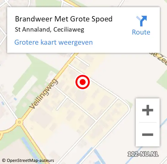 Locatie op kaart van de 112 melding: Brandweer Met Grote Spoed Naar St Annaland, Ceciliaweg op 24 januari 2014 08:07