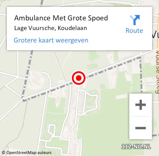 Locatie op kaart van de 112 melding: Ambulance Met Grote Spoed Naar Lage Vuursche, Koudelaan op 17 juni 2017 16:59