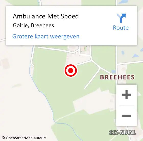 Locatie op kaart van de 112 melding: Ambulance Met Spoed Naar Goirle, Breehees op 17 juni 2017 17:01