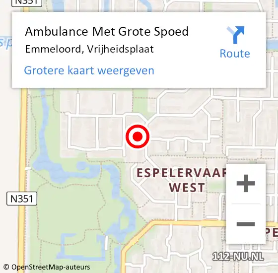 Locatie op kaart van de 112 melding: Ambulance Met Grote Spoed Naar Emmeloord, Vrijheidsplaat op 17 juni 2017 18:20