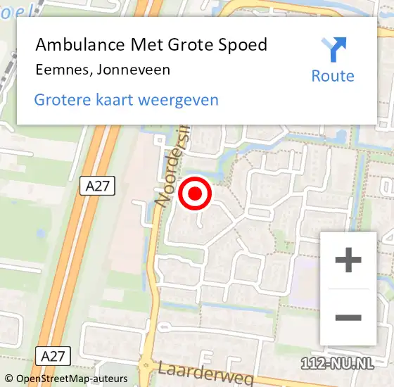 Locatie op kaart van de 112 melding: Ambulance Met Grote Spoed Naar Eemnes, Jonneveen op 17 juni 2017 18:52