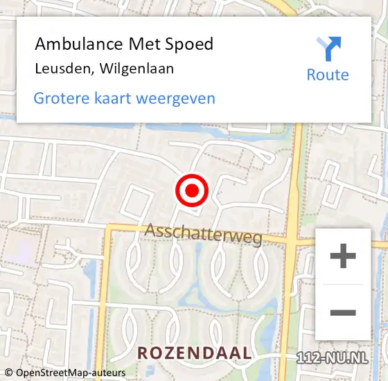 Locatie op kaart van de 112 melding: Ambulance Met Spoed Naar Leusden, Wilgenlaan op 17 juni 2017 19:24