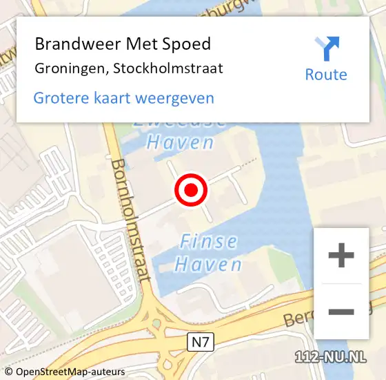 Locatie op kaart van de 112 melding: Brandweer Met Spoed Naar Groningen, Stockholmstraat op 17 juni 2017 20:10