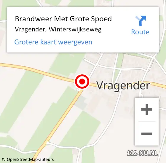 Locatie op kaart van de 112 melding: Brandweer Met Grote Spoed Naar Vragender, Winterswijkseweg op 17 juni 2017 20:15