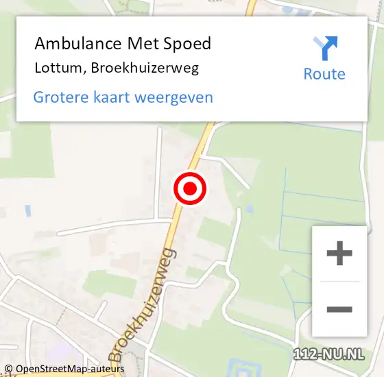 Locatie op kaart van de 112 melding: Ambulance Met Spoed Naar Lottum, Broekhuizerweg op 24 januari 2014 08:27