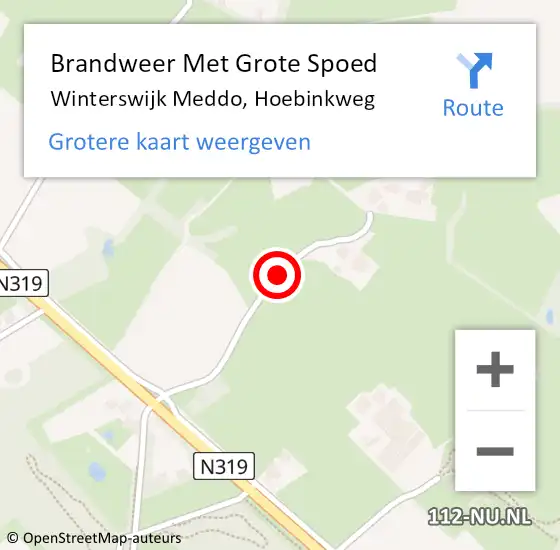 Locatie op kaart van de 112 melding: Brandweer Met Grote Spoed Naar Winterswijk Meddo, Hoebinkweg op 17 juni 2017 20:40