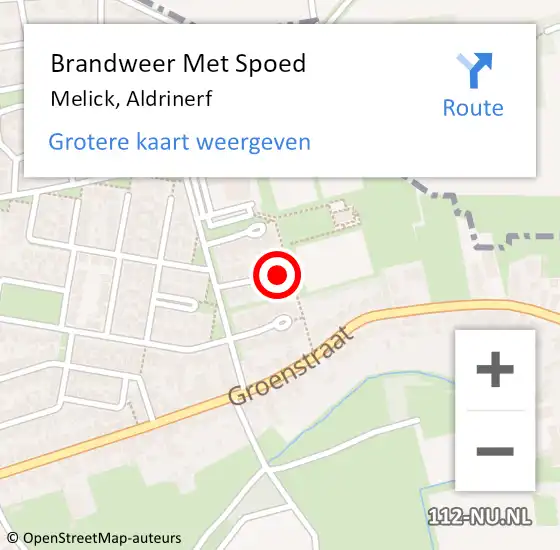 Locatie op kaart van de 112 melding: Brandweer Met Spoed Naar Melick, Aldrinerf op 17 juni 2017 20:44