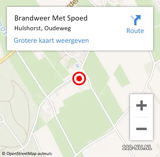 Locatie op kaart van de 112 melding: Brandweer Met Spoed Naar Hulshorst, Oudeweg op 17 juni 2017 21:31