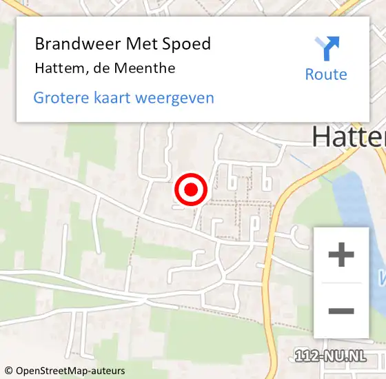 Locatie op kaart van de 112 melding: Brandweer Met Spoed Naar Hattem, de Meenthe op 17 juni 2017 21:58