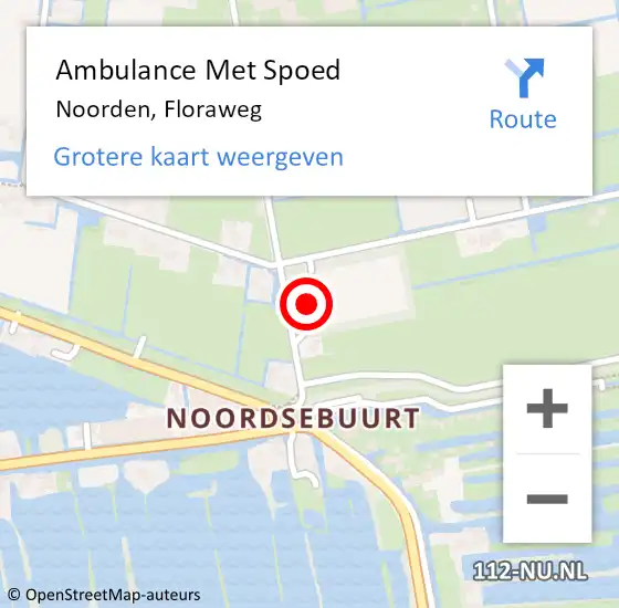 Locatie op kaart van de 112 melding: Ambulance Met Spoed Naar Noorden, Floraweg op 17 juni 2017 22:06