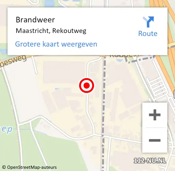 Locatie op kaart van de 112 melding: Brandweer Maastricht, Rekoutweg op 24 januari 2014 08:35