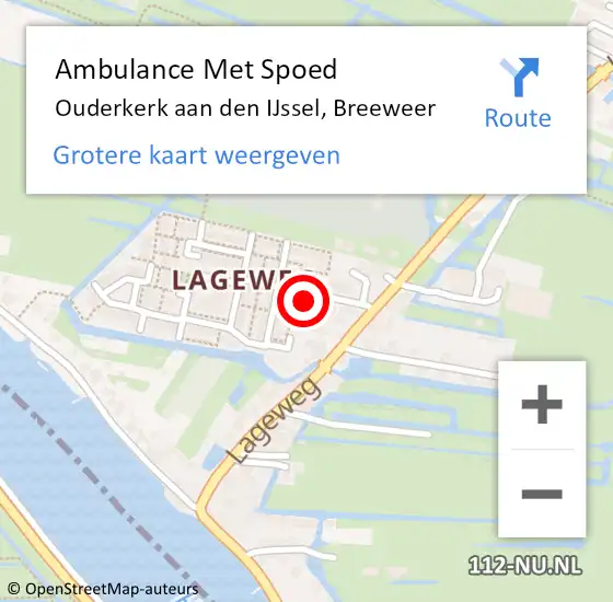 Locatie op kaart van de 112 melding: Ambulance Met Spoed Naar Ouderkerk aan den IJssel, Breeweer op 17 juni 2017 22:35