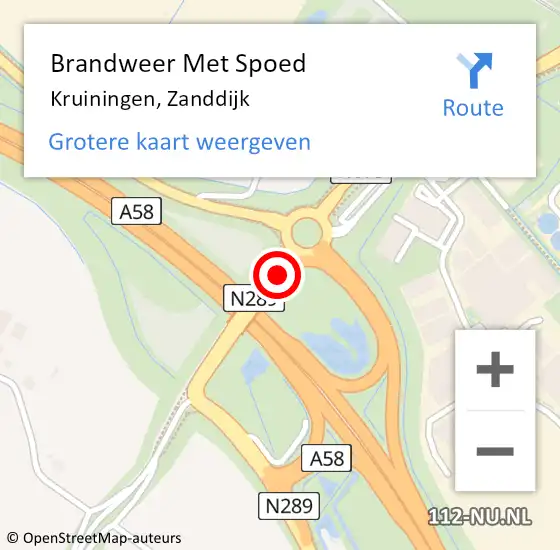 Locatie op kaart van de 112 melding: Brandweer Met Spoed Naar Kruiningen, Zanddijk op 17 juni 2017 22:40