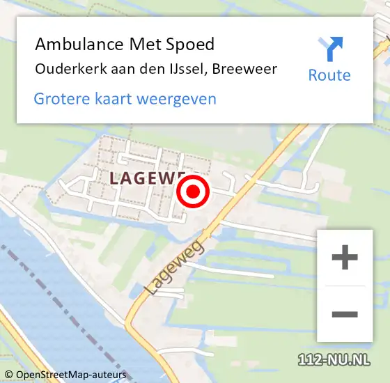 Locatie op kaart van de 112 melding: Ambulance Met Spoed Naar Ouderkerk aan den IJssel, Breeweer op 17 juni 2017 23:04